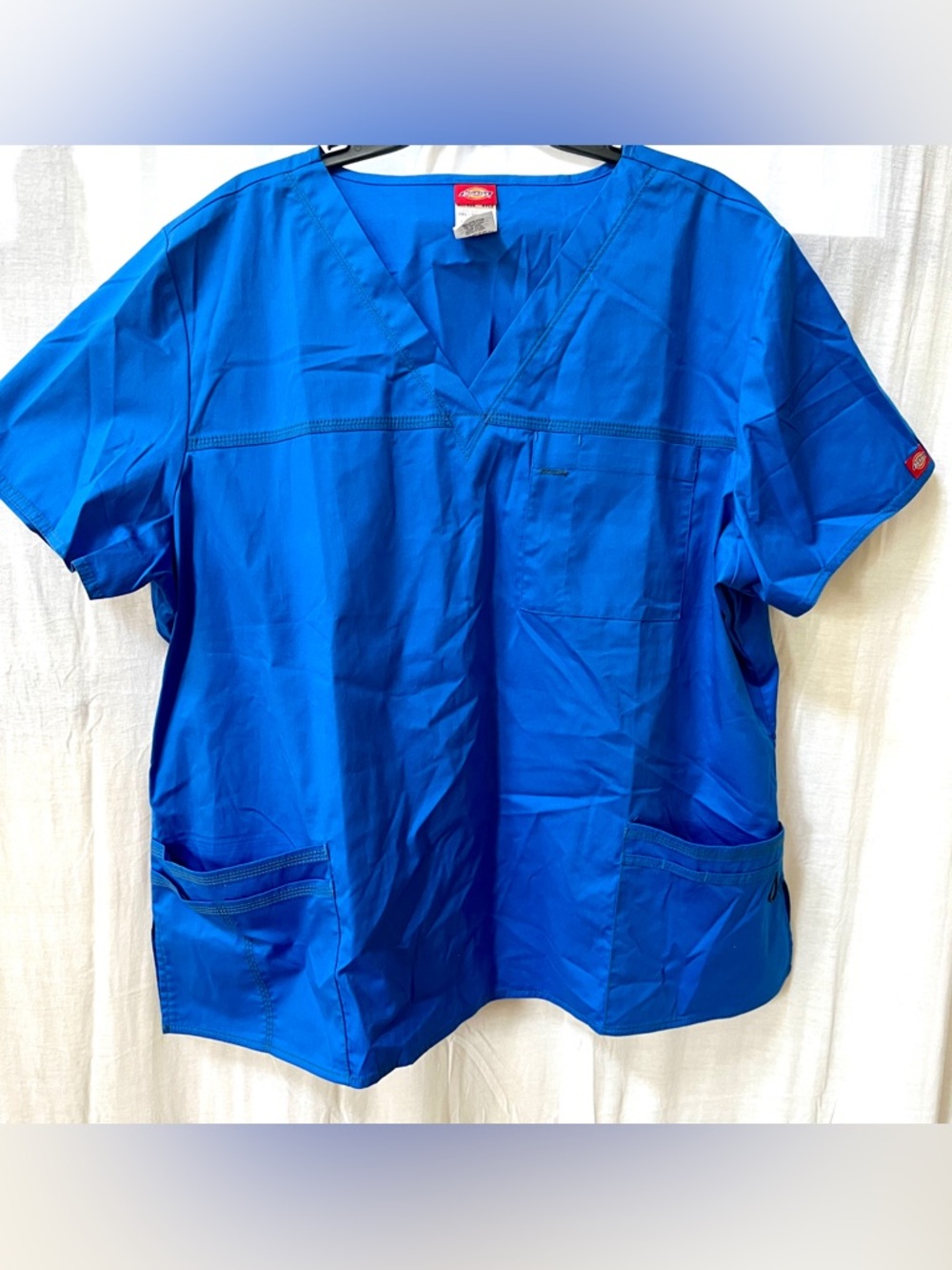 Dickies V-Neck Unisex Scrub Top in Royal Blue Sz 3XL